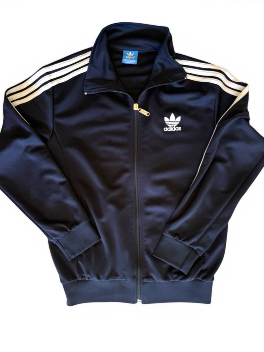 Adidas Originals Navy Blue Trefoil 3-Stripe Track Jacket Women’s Small Fitted - Picture 2 of 5